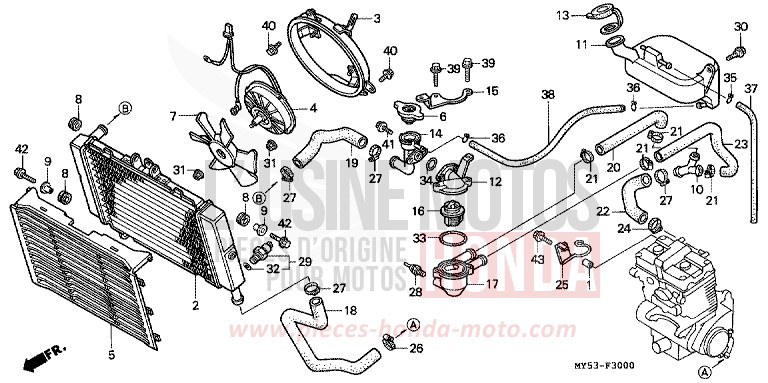 KUEHLER von CB1300 Super Bold'or ABS FIGHTING RED (R134) von 1994